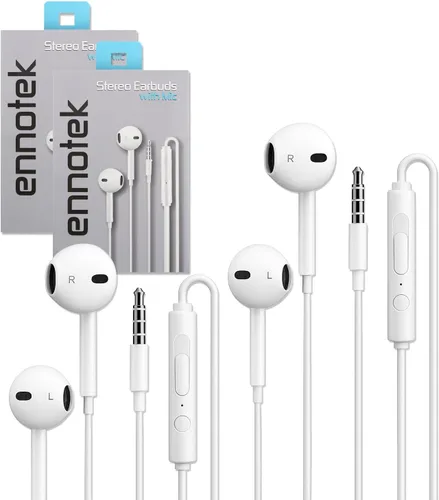 Miniatura 14 de Auriculares con cable con micrófono, auriculares intrauditivos de 0.138 in con control de volumen en línea, auriculares enchufables para portátiles