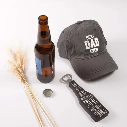 Miniatura 3 de Pavilion Gift Company Hecho a mano por el hombre: las mejores cervezas son las que bebemos con amigos, abrebotellas magnético, marrón de 7 pulgadas