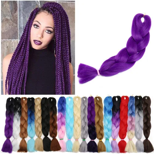 Miniatura 96 de Benehair Extensiones de cabello trenzado ombré de 24 pulgadas, 1 paquete de extensiones de cabello trenzado jumbo de alta temperatura, cabello