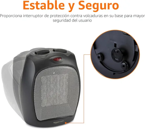 Miniatura 5 de Amazon Basics Calentador de espacio de cerámica, solución de calefacción portátil para interiores, con protección contra sobrecalentamiento