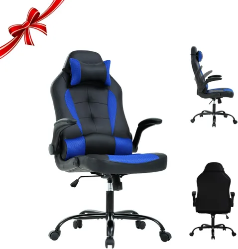 Miniatura 15 de Silla de juegos grande y alta, silla ergonómica de escritorio para computadora, cómoda silla de oficina ajustable de altura ajustable con soporte