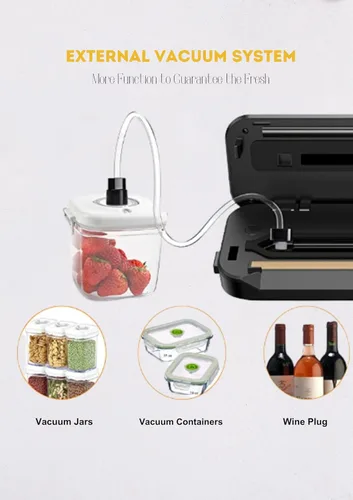 Miniatura 5 de MEGAWISE Máquina selladora al vacío de alimentos con cortador incorporado: succión de 80 kPa, operación de un solo toque, 4 modos de alimentos