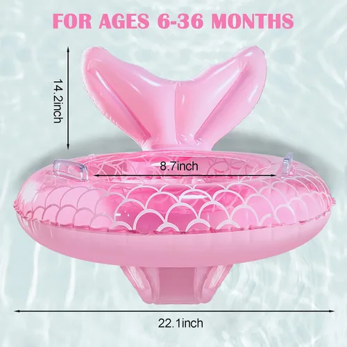 Miniatura 6 de KISSHAKE Flotador de piscina para bebé, flotador de natación de sirena para bebé, entrenador de natación inteligente, flotadores inflables de Sirena
