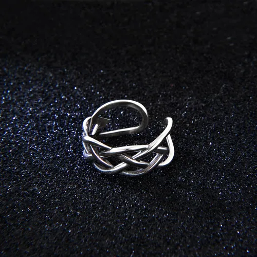 Miniatura 6 de CANDYFANCY Anillo de nudo celta de plata de ley 925 abierto para el dedo medio nudillo para mujer, tamaño ajustable 4-7