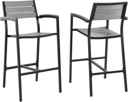 Miniatura 6 de Modway Sillas de dos brazos de aluminio para patio al aire libre de Maine en gris marrón