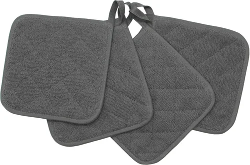 Miniatura 3 de Juego de 4 soportes de algodón para ollas de algodón, lavables a máquina, resistentes al calor, para uso diario, cocina, almohadillas calientes, Gris