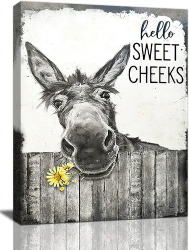 Miniatura 10 de Funny Bathroom Wall Art Framed Giraffe Bathroom Decor, Black and White Animal Canvas Print Picture Farmhouse Toilet Signs for Home Restroom, Black
