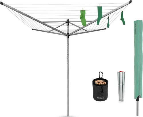 Miniatura 19 de Brabantia Lift-O-Matic Advance - Tendedero de 4 brazos para exteriores (164 pies / Ø 1.97 pulgadas) de altura ajustable, tendedero plegable + estaca