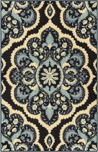 Miniatura 39 de Maples Rugs - Alfombra antideslizante Vivian, para pasillo o entrada, patrón de medallones [fabricada en Estados Unidos], 2 x 6 pies, color gris