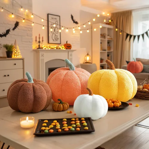 Miniatura 2 de Almohadas con forma de calabaza otoñal, suave almohada de calabaza de Halloween para decoración de fiesta, sofá, dormitorio, sala de juegos, Verde