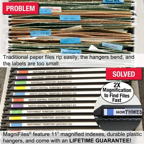 Miniatura 2 de Ultimate Office - Carpetas MagniFile para colgar expedientes (negro, letra de base en V, juego de 5)