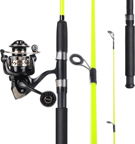 Miniatura 3 de Sougayilang Combo de Caña de Pescar y Carrete para Pesca de Bagre, Combo Giratorio de 2 Piezas, Caña de Pescar Duradera de Grafito y Blancos