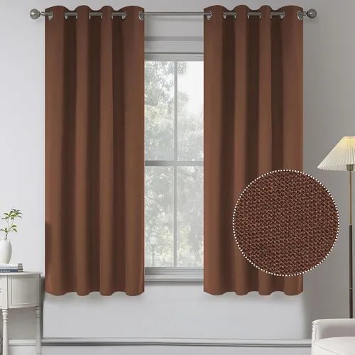 Miniatura 13 de KEQIAOSUOCAI Cortinas de lino 100% opacas de 100 pulgadas de largo, 2 paneles para dormitorio, estilo casa de campo moderna, completamente negro