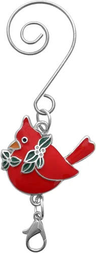 Miniatura 6 de Cardinals - Ganchos para adornos con gancho en S y pinza de langosta – Juego de 10 – Cardenales con hojas de acebo – Accesorios de Navidad