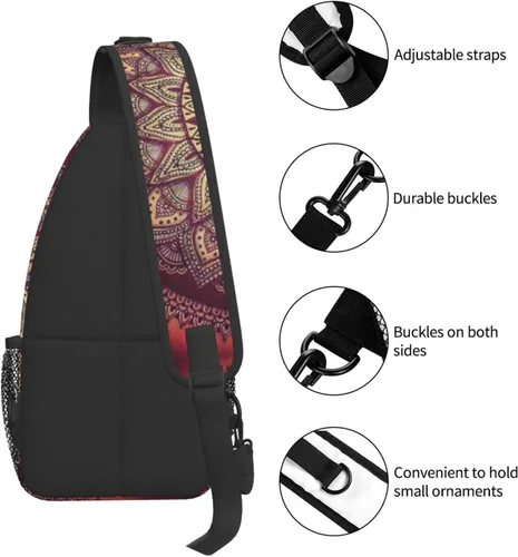 Miniatura 5 de Mandala Sling Bag Crossbody Pecho Daypack Mochila Casual Mochila Bolso de Hombro Flor Para Viajes Senderismo