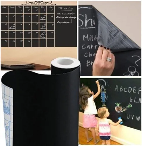 Miniatura 3 de 2 rollos de calcomanías de pizarra para pared, papel tapiz de 18 x 79 pulgadas, papel de contacto para despegar y pegar, adhesivo de bricolaje