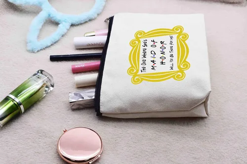 Miniatura 7 de LIBIHUA Bolsa de maquillaje para mujer, bolsa de cosméticos regalos para ella, bolsa de viaje femenina, Beige, 323-la que ella es dama de honor