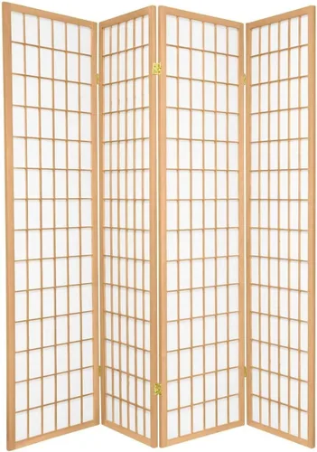 Miniatura 5 de GTU Furniture Estilo japonés 4 paneles Shoji madera divisor de habitación Oriental para el hogar/oficina (negro)