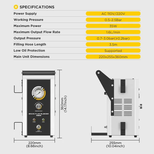 Miniatura 8 de Kit de purga de freno, máquina de intercambio de aceite y líquido de frenos automotriz de 110V, bomba extractora de líquido de freno, modo estándar