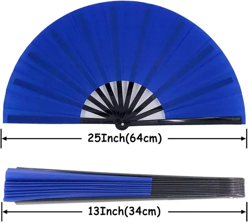 Miniatura 3 de Abanicos Plegables Grandes Rave Abanicos de Mano que Aplauden Abanicos que Hacen Ruido para Baile en Línea, Grandes Abanicos Plegables que Hacen Azul