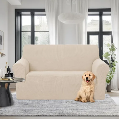 Miniatura 2 de U-NICE HOME Funda para sofá biplaza elástica, cubierta para sofá, funda para sillón, protector de muebles para sofá con 2 cojines, funda para sofá