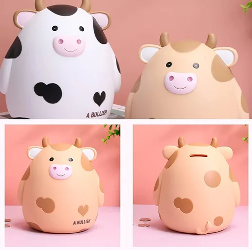 Miniatura 6 de H&W Alcancía de vaca, caja de monedas irrompible para niños, lindo banco de dinero de animales para cumpleaños para niños y niñas, cajas de ahorro