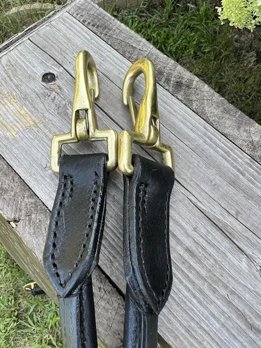 Miniatura 8 de Leaders - Cabestro de cuero para caballos con placa de nombre grabada personalizada, cabestro para caballo, negro/latón
