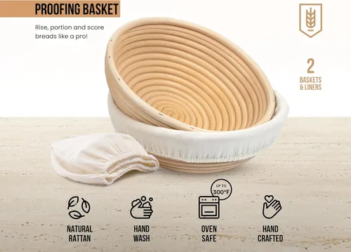 Miniatura 6 de Cesta de prueba de pan Banneton, Kook, Cesta de prueba de pan de masa madre, Prueba de pan Banneton, Cestas artesanales para hacer pan de masa