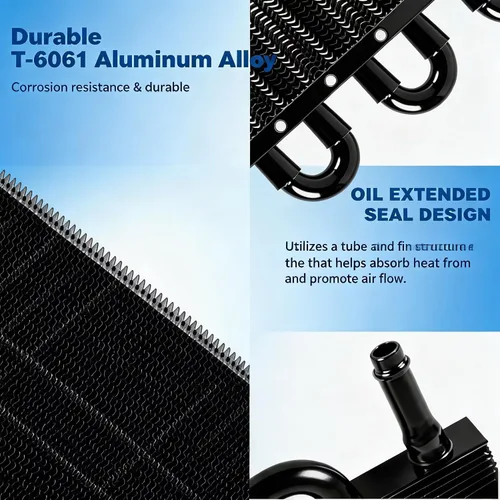 Miniatura 5 de Enfriador de aceite de transmisión de 6 filas, kit enfriador de aceite de motor remoto universal de aluminio de 6 pasos de 5/16", radiador con kit