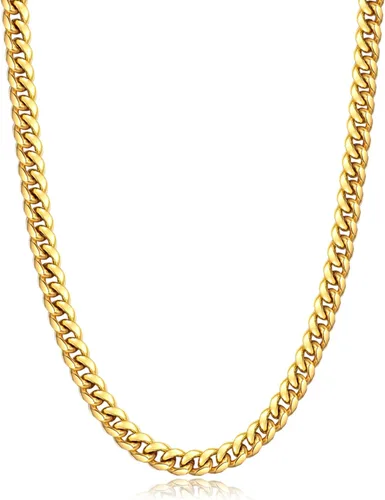 Momlovu Silver Chain Gold Chain for Men Boys 18K Gold Plated Mens Necklaces Chain Cuban Link Chain for Men 4mm6mm 1820222426inch