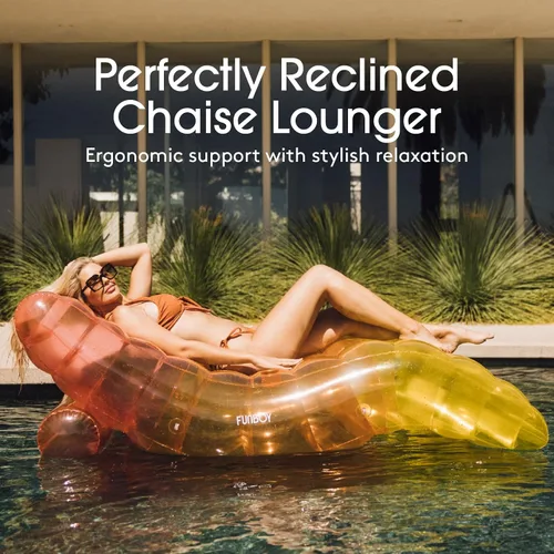 Miniatura 3 de FUNBOY Tumbona Chaise Inflable Gigante de Lujo Transparente Arcoíris, Silla Flotador de Piscina para Adultos, Perfecto para una Fiesta de Verano