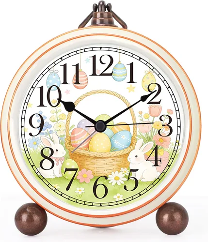 Miniatura 9 de Maxspace Reloj despertador de huevo de Pascua de 5.2 pulgadas, silencioso reloj analógico azul sin tictac y relojes de mesa con cristal HD