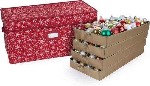 Miniatura 33 de Covermates Keepsakes – Caja de almacenamiento ajustable de 72 piezas – Capacidad para adornos de 4 pulgadas – Resistente – Asas – apilables
