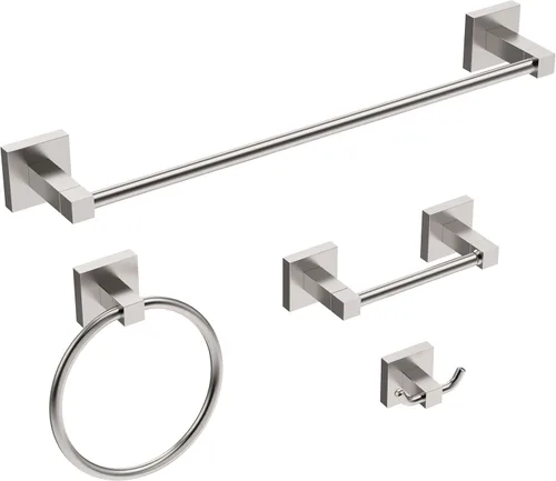 Miniatura 16 de Ruacq Soporte de papel higiénico de níquel cepillado, anillo de toalla, accesorios de baño, juego de accesorios de baño de doble poste giratorio