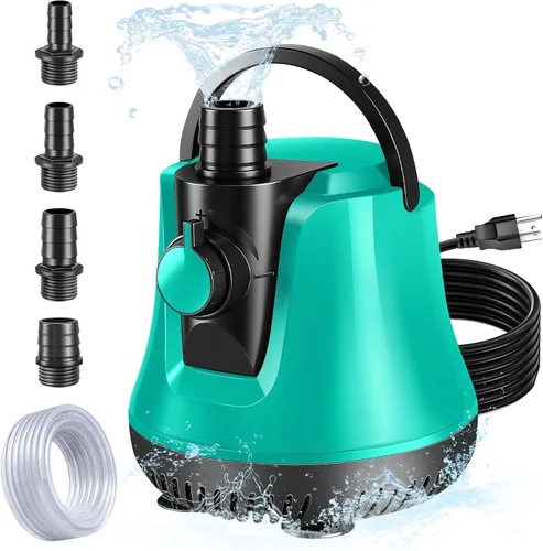 RovPool Bomba de sumidero sumergible, bomba de cubierta de piscina sobre el suelo con flujo ajustable, bomba eléctrica portátil de extracción de