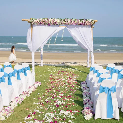 Miniatura 5 de 10 PCS Lazos de Satén Azul Bebé para Sillas Bandas Universales Cintas para Sillas Lazos Traseros para Bodas Fiestas Recepciones Eventos Banquetes