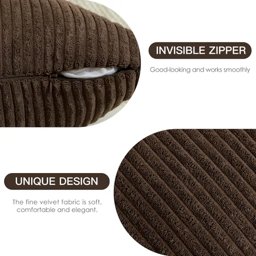 Miniatura 9 de OTOSTAR Paquete de 2 fundas de almohada decorativas de pana suave a rayas, cuadradas, decoración del hogar, fundas de almohada para sofá, cama, sala