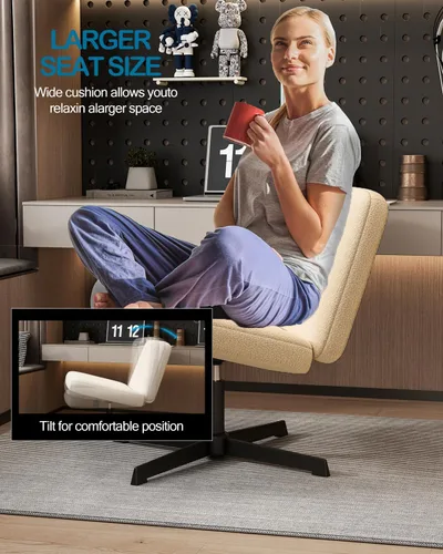 Miniatura 3 de Cómoda silla de escritorio para oficina en casa, sin brazos, silla de computadora y tocador para dormitorio, sala de estar, asiento grande normal