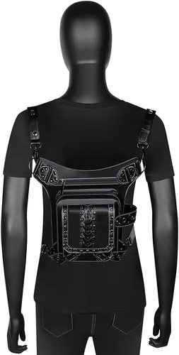 Miniatura 9 de UIYTR - Bolso retro para mujer, estilo gótico, estilo roco, cintura para mujer, color negro
