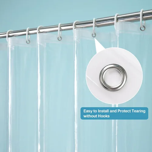 Miniatura 7 de Cortina de baño EurCross con 3 imanes, forro transparente de PEVA 9G, cortina de medio baño 36x72 para ducha