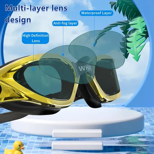 Miniatura 3 de Whale Gafas de natación para niños, 100% protección UV y antivaho - Sello de silicona ultra suave, para edades de 4 a 14 años dorado brillante