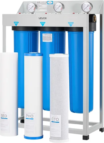 Miniatura 11 de VEVOR Sistema de filtro de agua para toda la casa, 3 etapas, sedimentos, GAC, CTO Filtro purificador de agua para el hogar de carbón activado