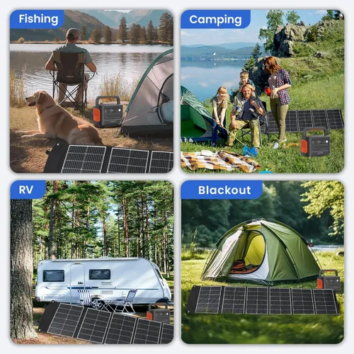 Miniatura 7 de Panel solar portátil de 200 vatios, cargador de panel solar plegable con patas de apoyo, QC3.0 USB-A USB-C y salida MC4 para teléfono/banco