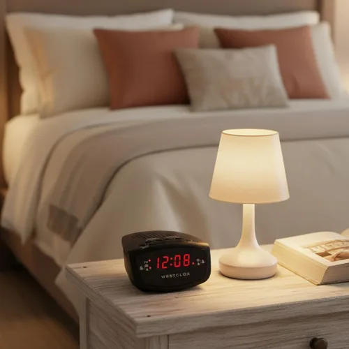Miniatura 5 de Westclox Radio despertador dual de 0.6 pulgadas, pantalla LED roja, radio FM con 20 preajustes, brillo ajustable, repetición y batería de respaldo