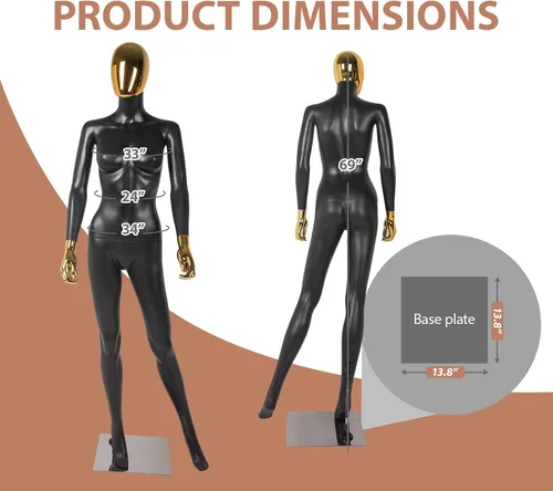 Miniatura 2 de Kinfant Maniquí femenino de cuerpo completo, elegante maniquí femenino alto con base de metal estable, pantalla de forma de vestido de manne quin