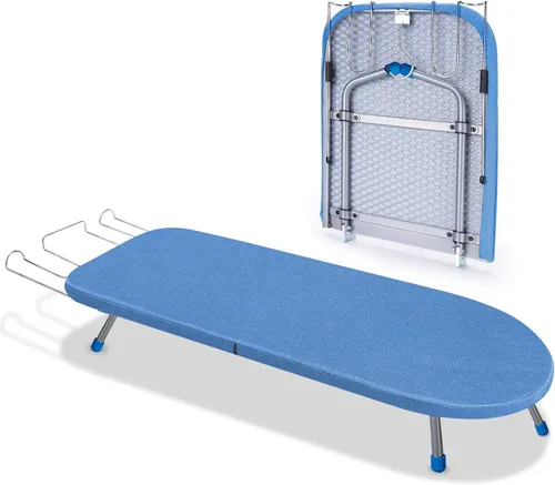 Miniatura 9 de Tabla de planchar de mesa con soporte para plancha, panel de malla metálica, tabla de planchar mini con cubierta resistente al calor, tabla
