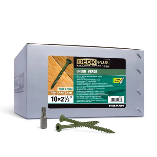 Miniatura 67 de Deck Plus Tornillos para Madera Exterior y Cercas con Revestimiento Epoxi de 2-1/2 Pulgadas #10 x 2-1/2" Torx/Star Drive Incluido Rosca Gruesa, Verde