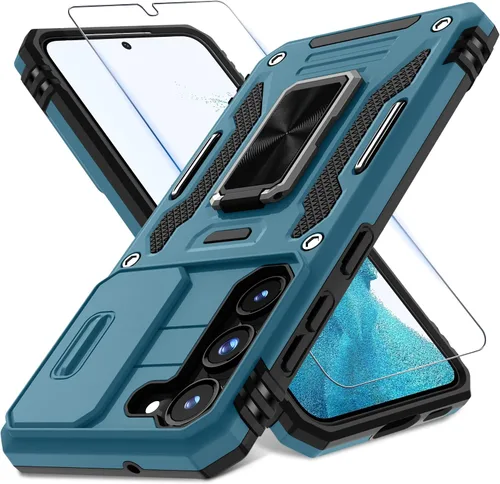 Miniatura 18 de DEERLAMN Funda para Samsung Galaxy S23 con Cubierta Deslizante para Cámara + Protector de Pantalla (2 Paquetes), Soporte de Anillo Giratorio