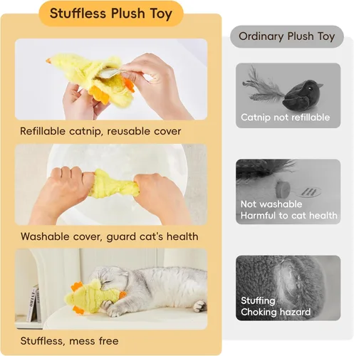 Miniatura 4 de Potaroma Juguetes para gatos con sonido crujiente de nébeda 2 piezas, juguete para gatitos sin relleno y sin desorden, juguetes interactivos