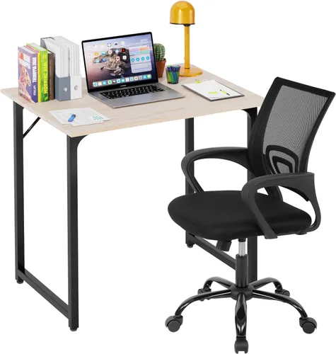 Miniatura 11 de PayLessHere Juego de escritorio y silla de oficina en casa de 32 pulgadas, escritorio para computadora de 32 pulgadas con silla de oficina Negro
